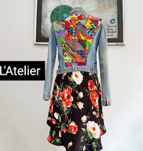 Conjunto de chaqueta y pantalón brocado